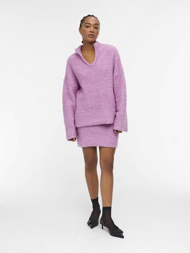Tröjor&Koftor - Objfrill long knit pullover – orchid/melange